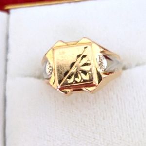 18K SOLID YELLOW 💛 & WHITE 🤍 GOLD MEN'S SIGNET RING